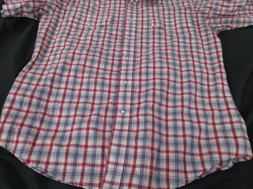 Camisa a Presión Wrangler Rancher Perla Para Hombre Manga Corta Cuadros Roja Grande Leer - Imagen 13 de 13