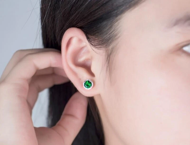 女士婚礼订婚耳钉耳环 18K 白金 GP 吊坠耳环 — 第 3/4 张图片