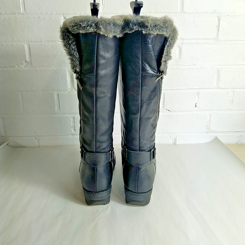 Aquatalia Women's Boots UK Size 7 EUR40 Black Leather Fur Lined with Zip Fasten - Picture 6 of 13