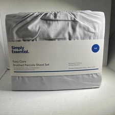 BED BATH & BEYOND Simply Essential Easy Care Brushed Percale Sheet Set Full Gray