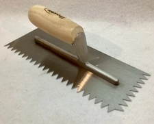 Bostik 11 Inch x 4 1/2 Inch Premium Trowel  1/2 Inch V Notch Comfort Wood Grip