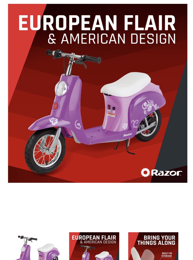 Razor Pocket Mod Miniature Electric Scooter Kiki Purple local pick up