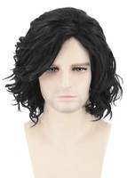 PerüCke Herren PerüCke Lockig Kurz Schwarz PerüCke Halloween Cosplay Karneval...