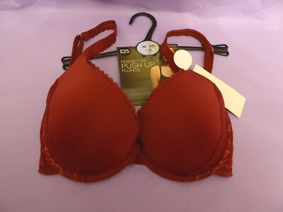 NEU M&S Marks & Spencer dunkelrot Perfect Fit gepolsterter Push-up Plunge Bügel BH