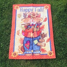 Happy Fall Scarecrow Porch Yard Flag Banner Wincraft Made In USA 27” X 36”