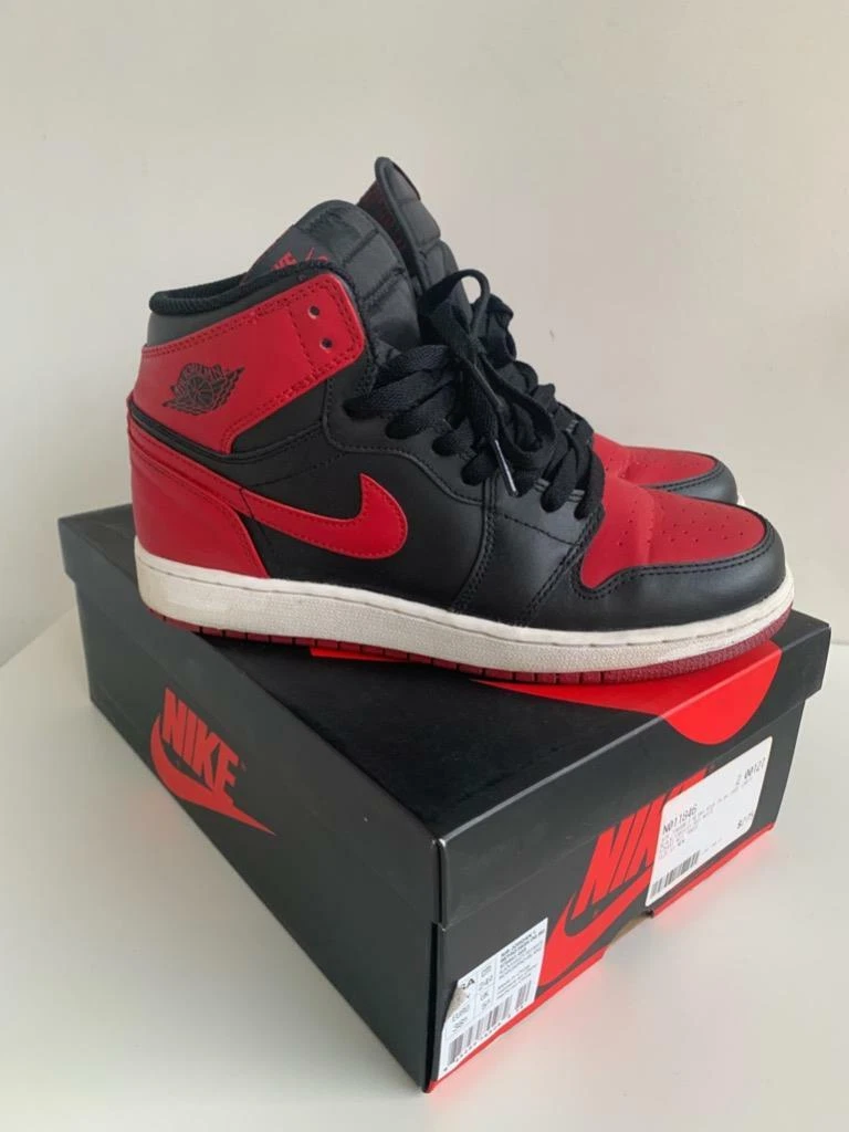 AIR JORDAN 1 Retro High OG BG BRED 2013 Sneakers Nike size 6Y Black Varsity Red