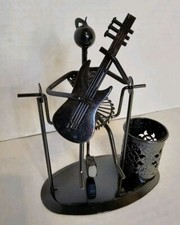  Metal Guitar Player Pen Pencil Holder Desk Organizer Music Office Novelty Gift
