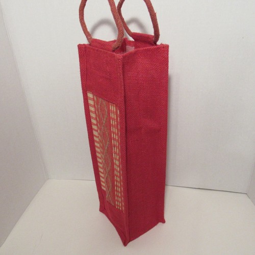 Bolsa de yute, reutilizable, portabotellas individual, naranja, diseño tejido natural, NUEVO - Imagen 2 de 12