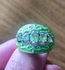 Vibrant Green Peridot Gemstone & Enamel Sterling Silver 925 Ring — photo 1
