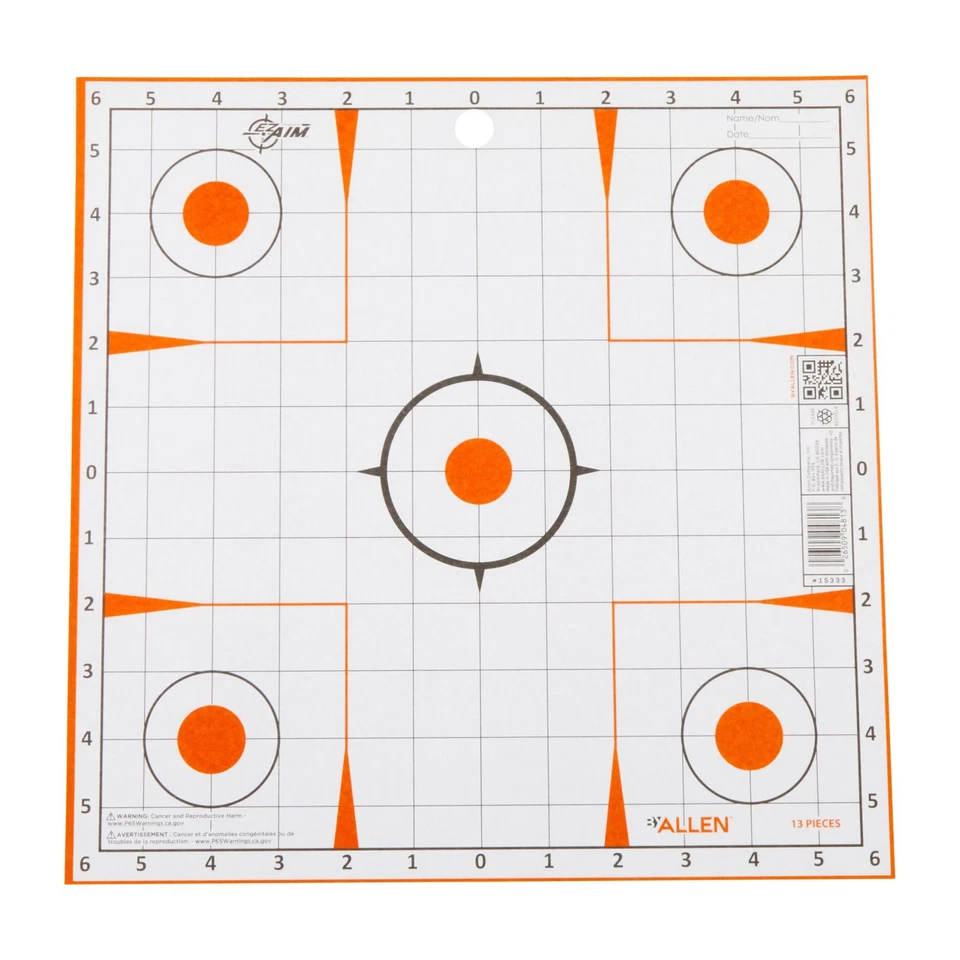 EZ Aim Paper Shooting Targets, 12" Square Sight-In Grid Alvos, Pacote com 13, Branco... - Imagem 4 de 4