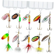 Fishing Spinner Baits for Freshwater and Saltwater, 10pcs Rooster Tail Fishing 