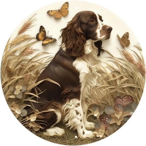 Vintage Springer Spaniel Animal Themed Tin Metal Signs Home Décor 8x8