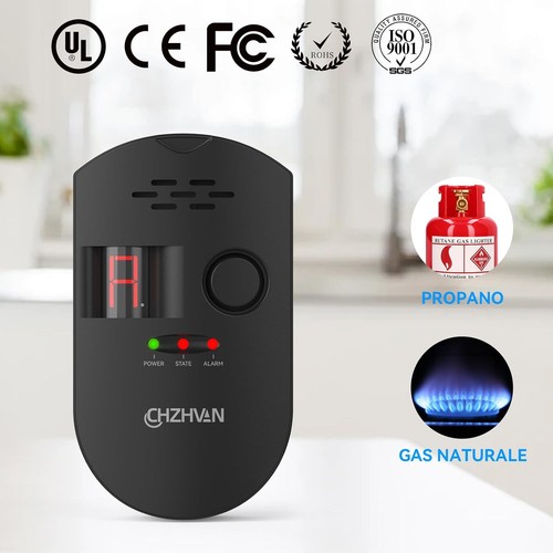CHZHVAN Rilevatore di Gas, Rilevatore di Fughe GPL/Gas Naturale/Carbone, Plug-in - Foto 6 di 8
