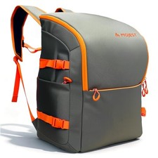 55L Ski Boot Bag Backpack, 6 Pockets, Ergonomic Design, Waterproof Orange-gray