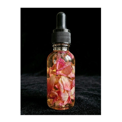 Rose Petal Herbal Flower Infused Oil Dropper Bottle with Dropper Cap