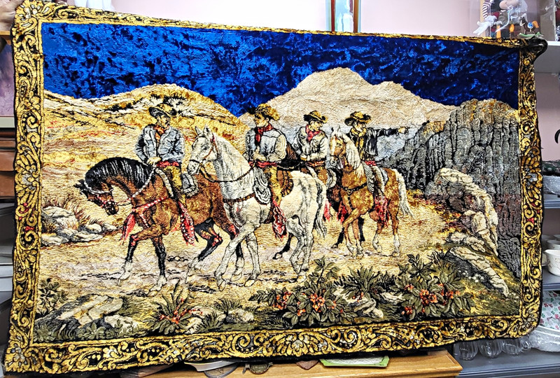 Velvet Tapestry With Cowboy Scenery!