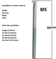 UPVC Door Handle Screws M5 x 90mm Replacement Screws White, Chrome, Black, Gold