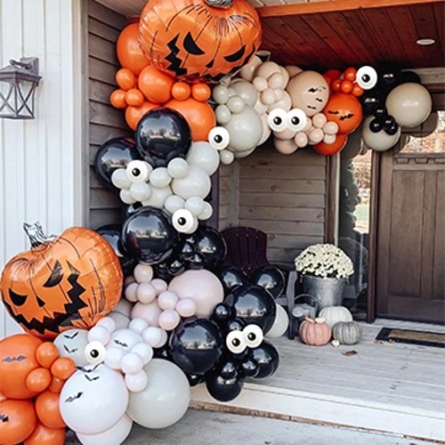 Halloween Balloon Garland Kit Orange Black Pumpkin Bat Party Decor