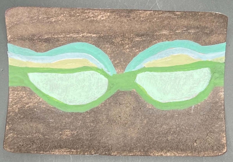 ACEO Handmade Sunglasses Face Drawing, Original Illustration Art Marker on Paper