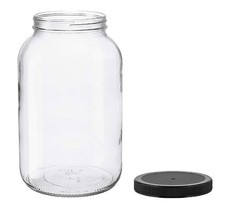 North Mountain Supply 1 Gallon Glass Jar Wide Mouth with Black Plastic Lid - ...