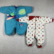 Lot of 2 Vintage 80s 90s Baby Romper Size 6 Month Animal / Space Mars Stains