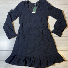 Women's Long Sleeve Brushed Lace Skater Dress - Wild Fable Black S NWT