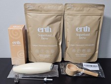 2 Bags Erth Superfood Brew, Frother, Scoop Starter Kit - New / Sealed! Exp 6/28