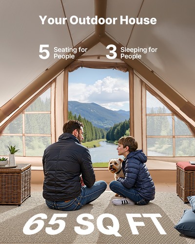 Aufblasbares Zelt 3-5 Personen Glamping Zelt mit Pumpe Baldachin 3x2x2m - Bild 3 von 12