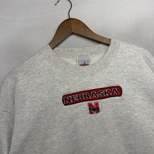 Vintage Nebraska Cornhuskers Sweatshirt Men's XL Gray Crewneck Embroidered 90s