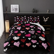 Love Comforter Set Twin Size, Valentines Day Romantic Soft Bedding Set, Pink ...