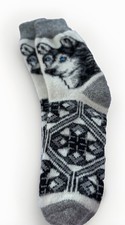 Men's socks, 100 Sheep's Wool , Chunky  Warm, , Print Dog, size 12-13