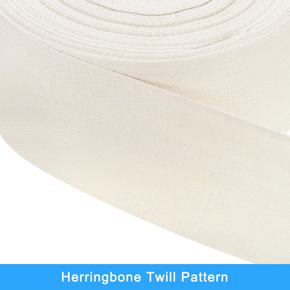 Twill Tape, 1Pcs 45Yard*90mm Cotton Ribbon Herringbone Tape for Bag(Beige White) - Изображение 3 из 4