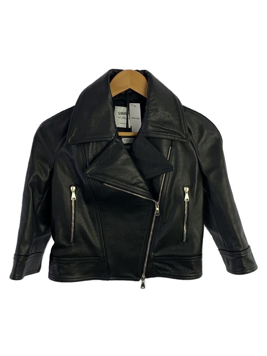 Emmeti Leather Double Rider Jacket Size 38 Black 173