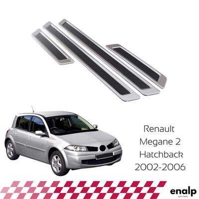 Door Sill Scuff Carbon Chrome Guard Trim 4pcs for Renault Megane 2 HB 2002-2006