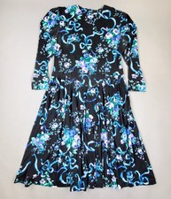 Vtg 80s AMBRIA Womens Bows Floral Dress Long Sleeve Full Sweep Midi 16 Coquette