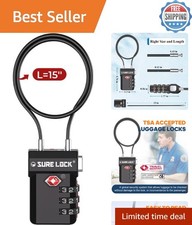 Weather Resistant 3-Digit Travel Lock with Flexible Cable for Suitcases  Locks