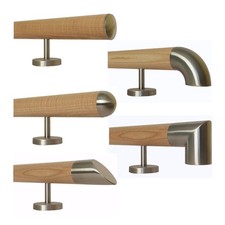 Poręcz jesion Ø 42mm proste podpory balustrada stal nierdzewna uchwyt ściana schody bieżniki