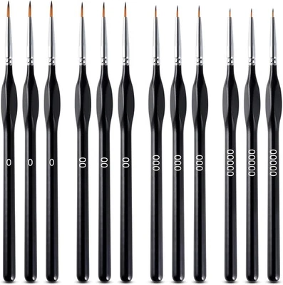 DREAMARK 12 Stück Feine Detail Pinsel Set, Malen Nach Zahlen Pinsel für Acryl, Aquarell &