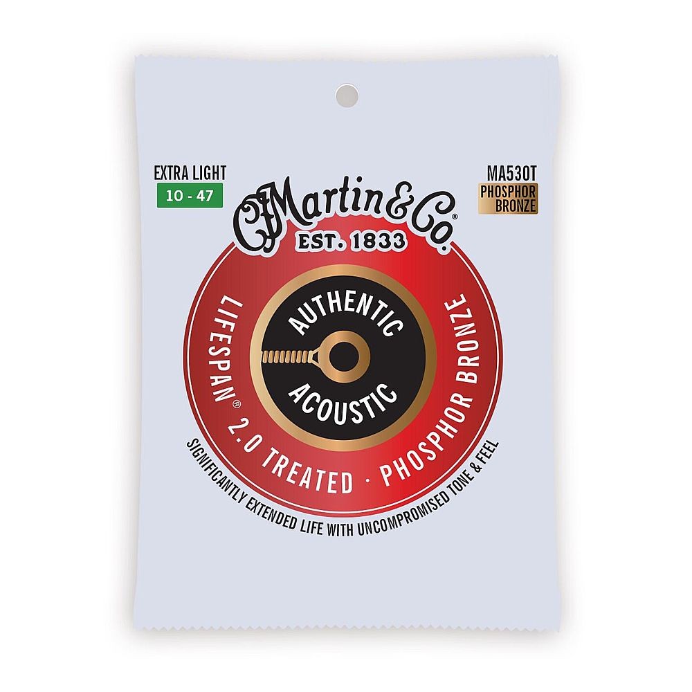 Martin Authentic Acoustic Lifespan 2.0 Phosphor Bronze Guitar Strings (.010 - .…