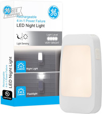 3-In-1 LED Power Failure Night Light, Emerncy Flashlight, Plug-In, Recharab