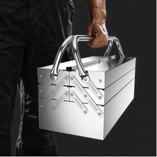 Portable Metal Cantilever Tool Chest - Folding Storage Case for Mechanics & DIY
