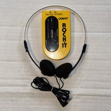 CONAIR AM/FM Stereo Walkman Rock It Radio With Headphones Yellow Vintage