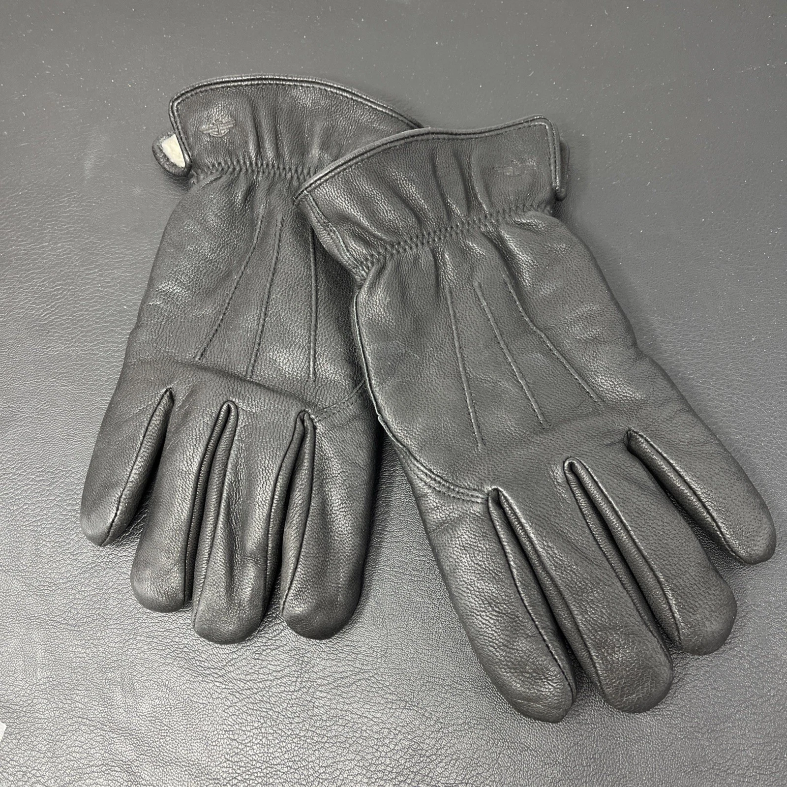 Dockers Mens Gloves Black Leather Size Large Fleece Lined