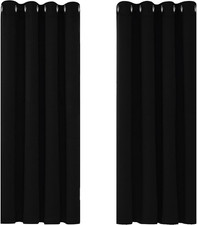 Blackout Curtains Bedroom Thermal Black Curtains 46"X 54" 1 Pair