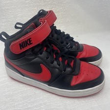 Size 7Y 8.5W Nike Boys Court Borough Mid 2 CD7782-003 Red Black Shoes Sneakers