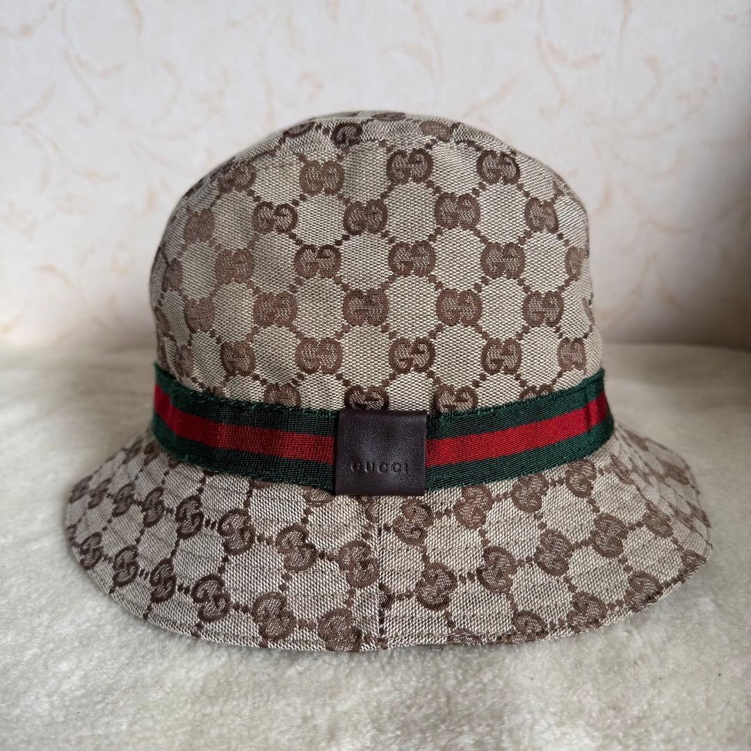 Gucci Bucket Hat Sherry Line GG Canvas Beige Brown Size S Women Authentic thumbnail 4