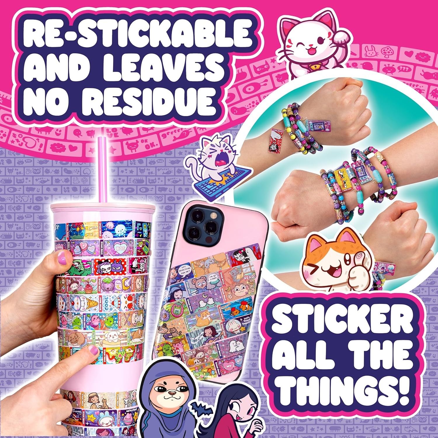 STICKI Rolls Sticki Book,Original Wearable Shareable, Includes 120 Mini Stickers