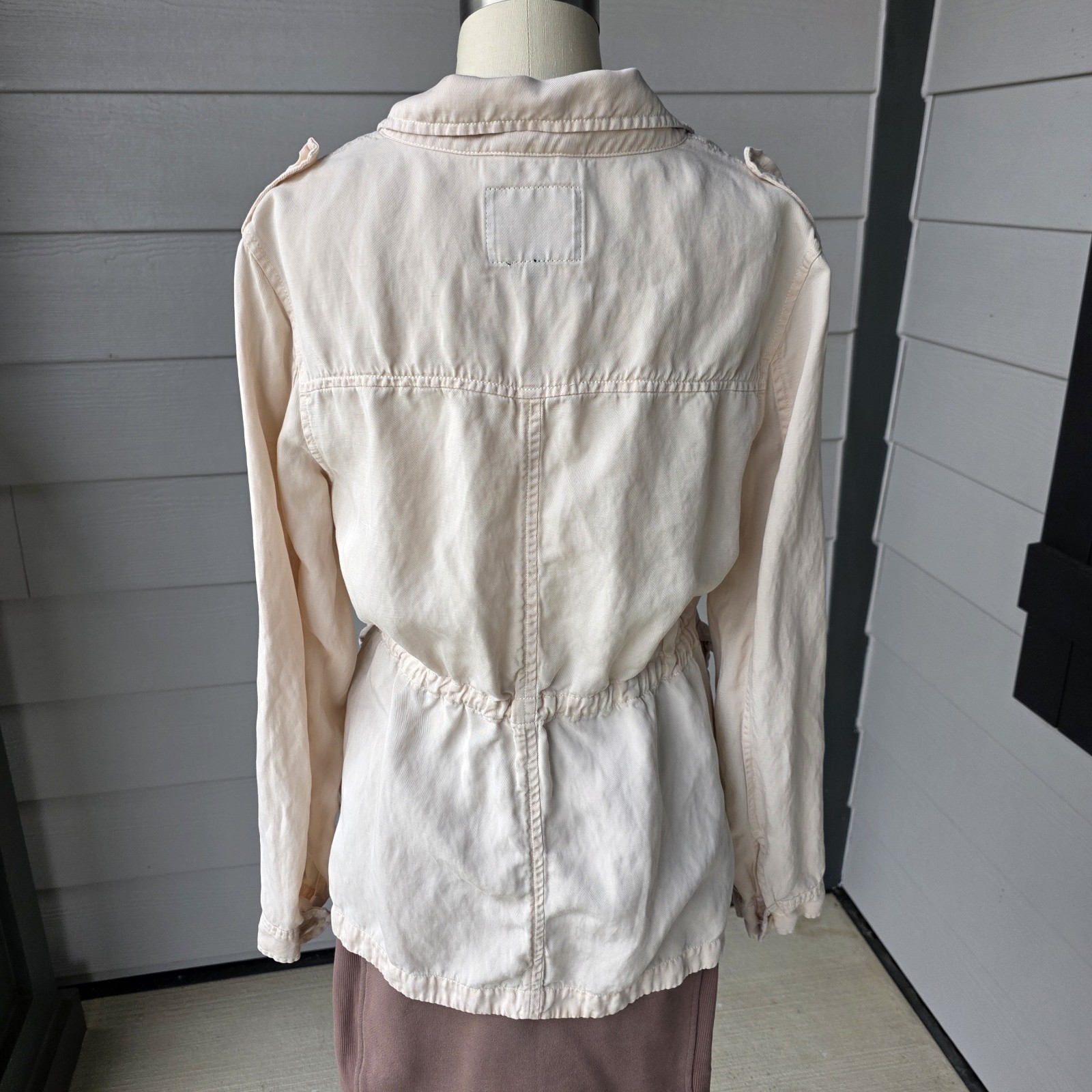 Sanctuary Utility Jacket Beige Button Front Long … - image 5