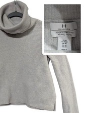 H HALSTON Rollkragenpullover Damen grau gerip...