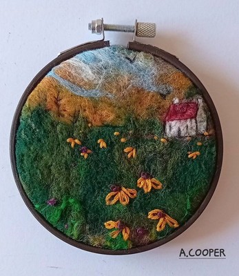 Herbsttöne, hübsch, handgefertigt, original, Nadelfilz Wollmalerei,